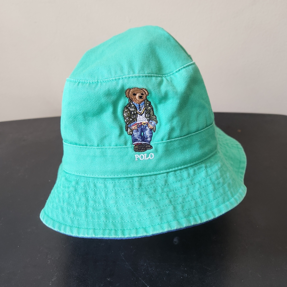 Polo by Ralph Lauren Blue Bucket Hat with Green Interior